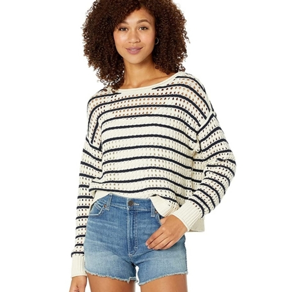Lucky Brand Pointelle Knit Stripe Sweater - Picture 9 of 9